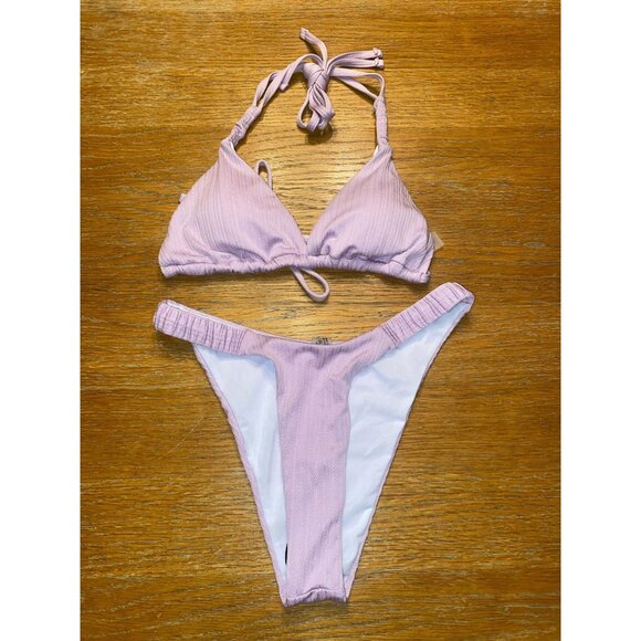 SHEIN Swim Lavender Ribbed Triangle Bikini Set Poshmark